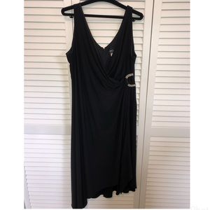 Black asymmetrical midi dress